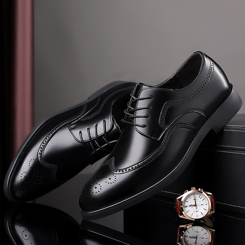 New Men's Business Dress Shoes Fashion British Brock Large Size Men's Shoes Foreign Trade Lace-up Derby Shoes 48