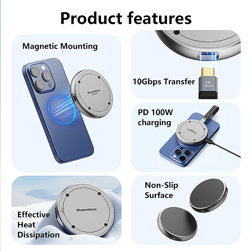 M.2 magnetic hard disk box nvme solid usb3.2 mobile hard disk box supports PD charging 2230/2242