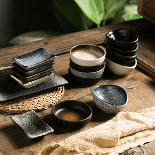 Japanese Style Seasoning Dish Household Ceramic Dish Soy Sauce Dish Vinegar Dip Dish Tableware Cute Creative Small Dish Dish Shaped