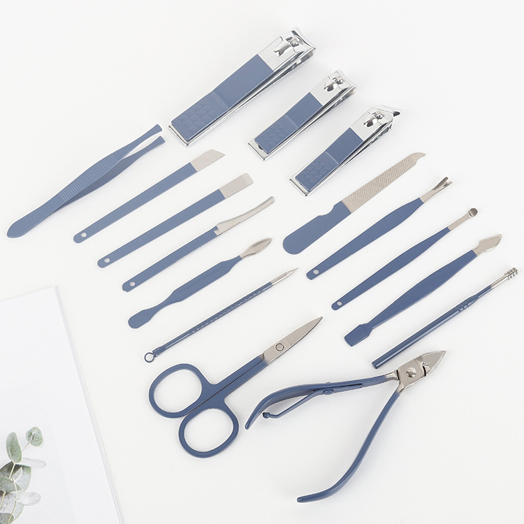 New Folding Bag Nail Clipper Set Matcha Green 16-Piece Set Nail Tools Home Portable Nail Clipper Set