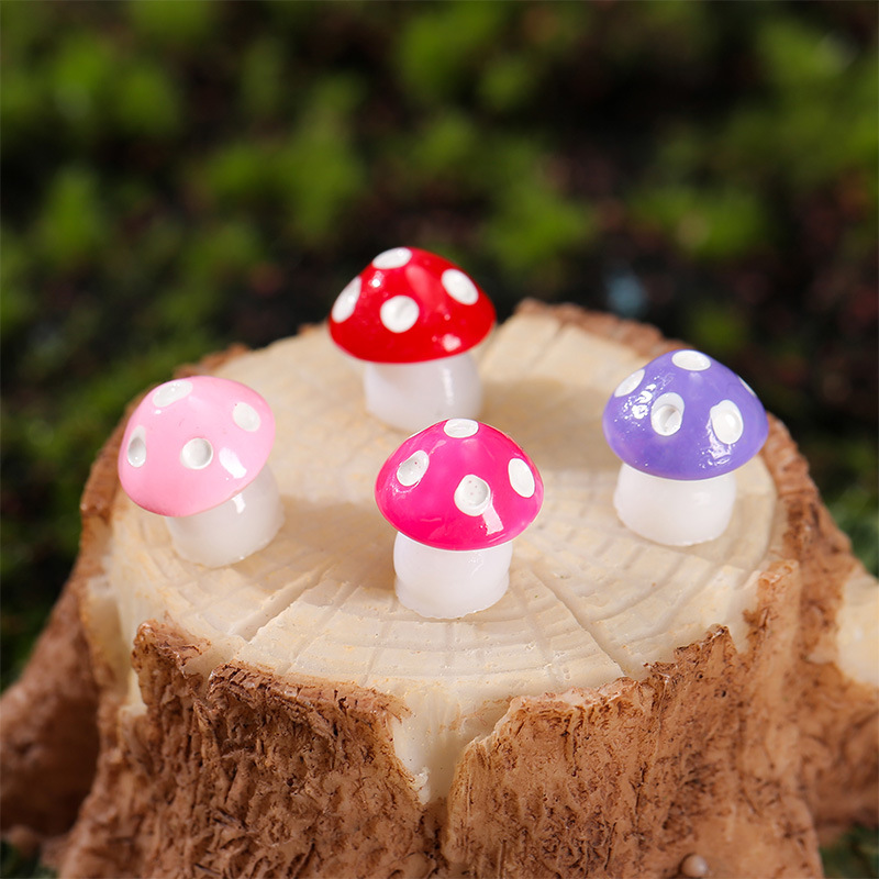 树脂小蘑菇 6点6色蘑菇 微景观摆件蘑菇DIY饰品