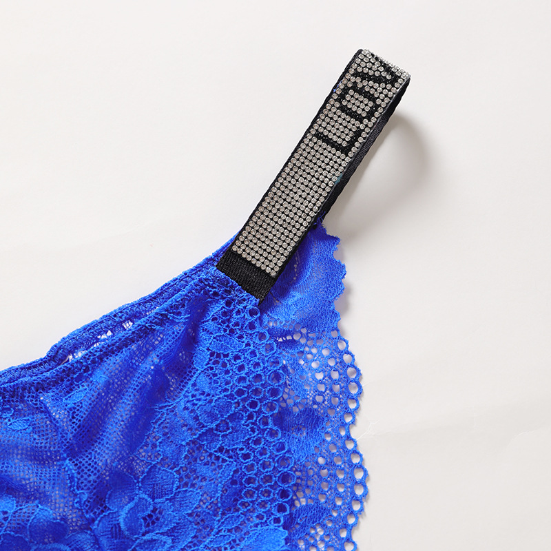 Fashionable letter ribbon European and American plus size sexy lace breathable underwear low waist cotton crotch antibacterial women's briefs