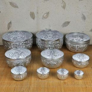 Thai imported crafts Southeast Asia fruit salad tea bowl home accessories Thai style carved tin bowl