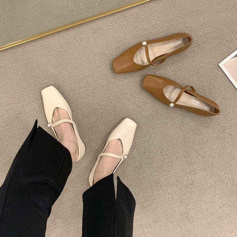 Flat single-layer shoes for women 2024 spring and autumn summer new versatile design Mary Jane women's shoes gentle wind evening shoes
