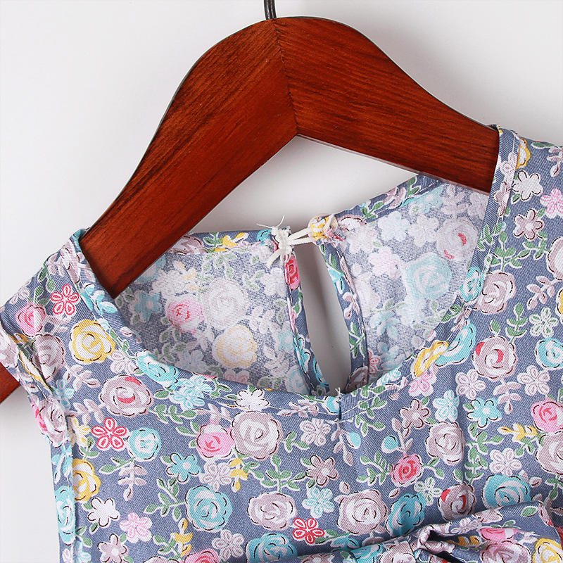 Summer Floral dress Korean Style Girl's Bow Skirt Children's Casual Sleeveless Vacant Skirt