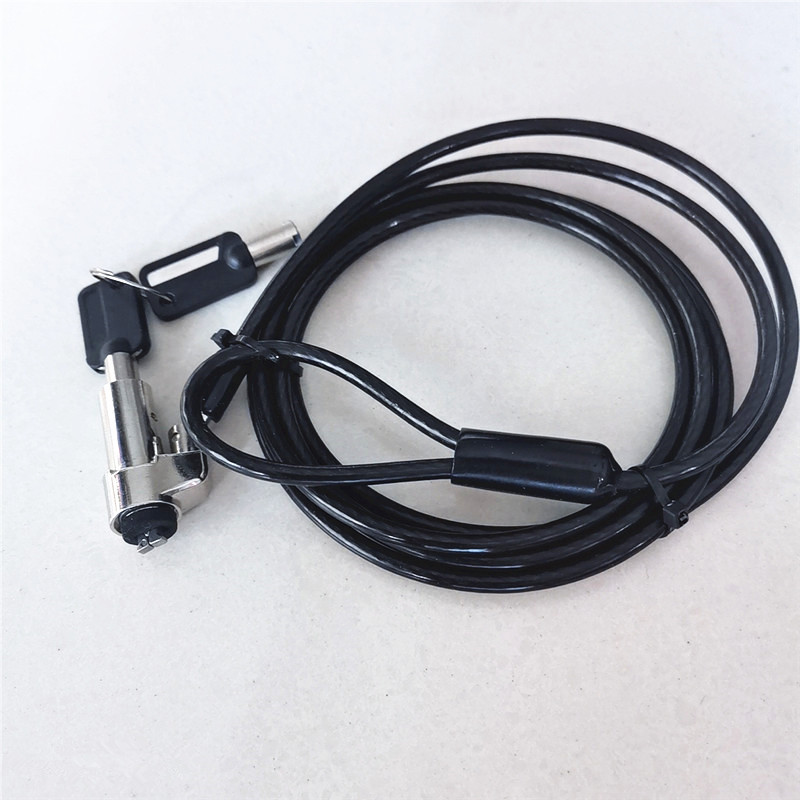 Zinc alloy laptop lock security anti-theft lock with management key 6*2.5mm black steel wire rope 1.8 meters