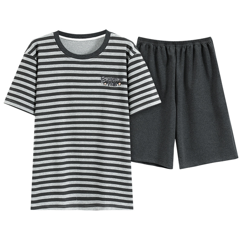 Summer Men's Home Wear Short-sleeved Shorts Pajamas Suit Thin Cool Breathable Casual Comfortable Outside Wearing at Home