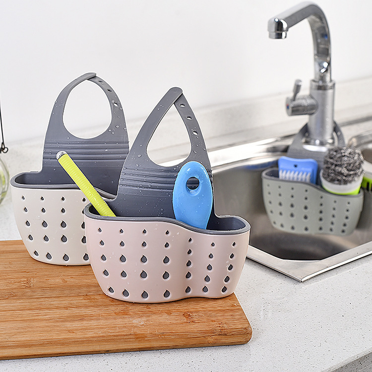 New Thickened Sink Sponge Storage Drain Rack Hanging Bag Saddle-type Dual-purpose Drain Storage Basket