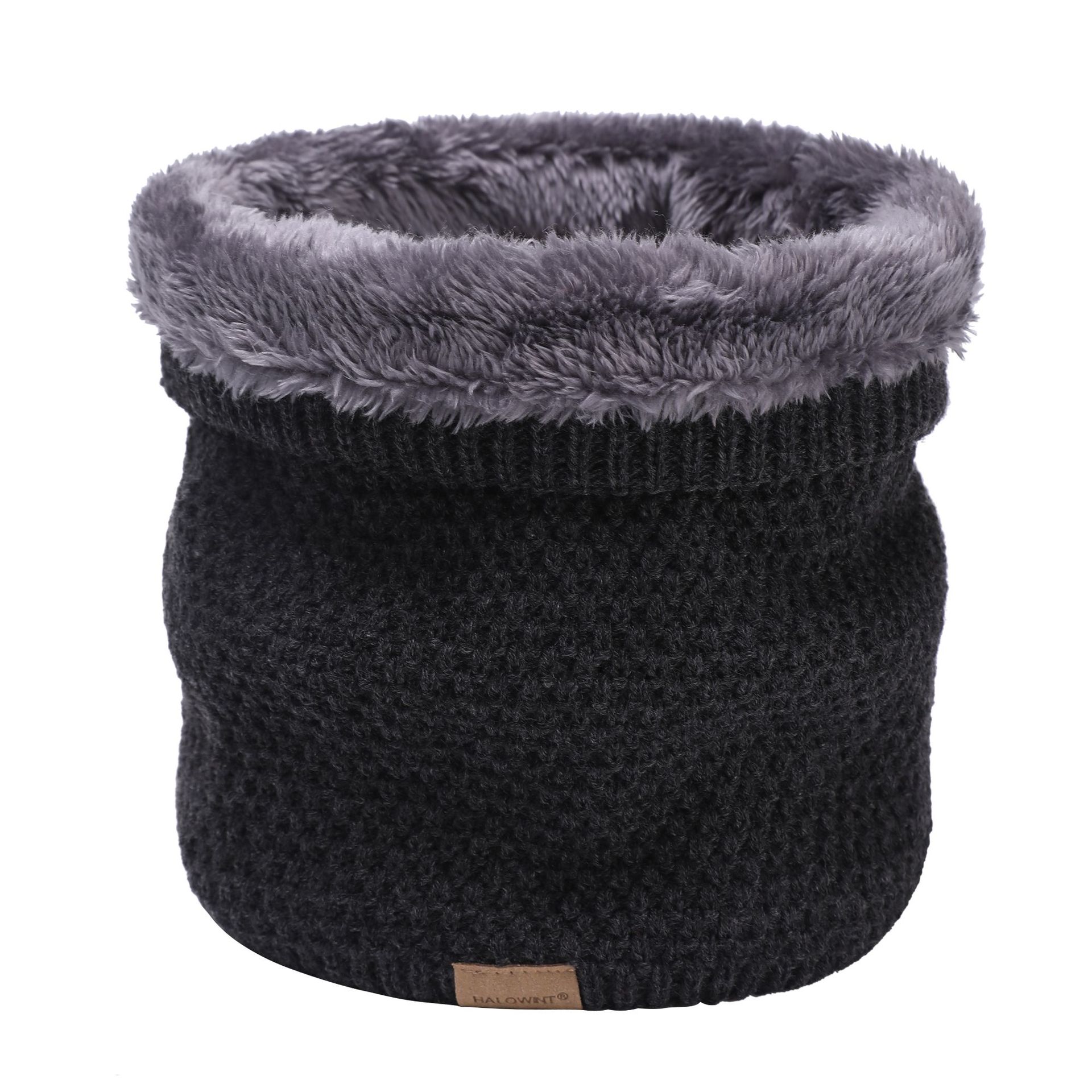 Autumn and winter new plain knitted plus velvet scarf outdoor neck neck protection neck warm collar double thick spot