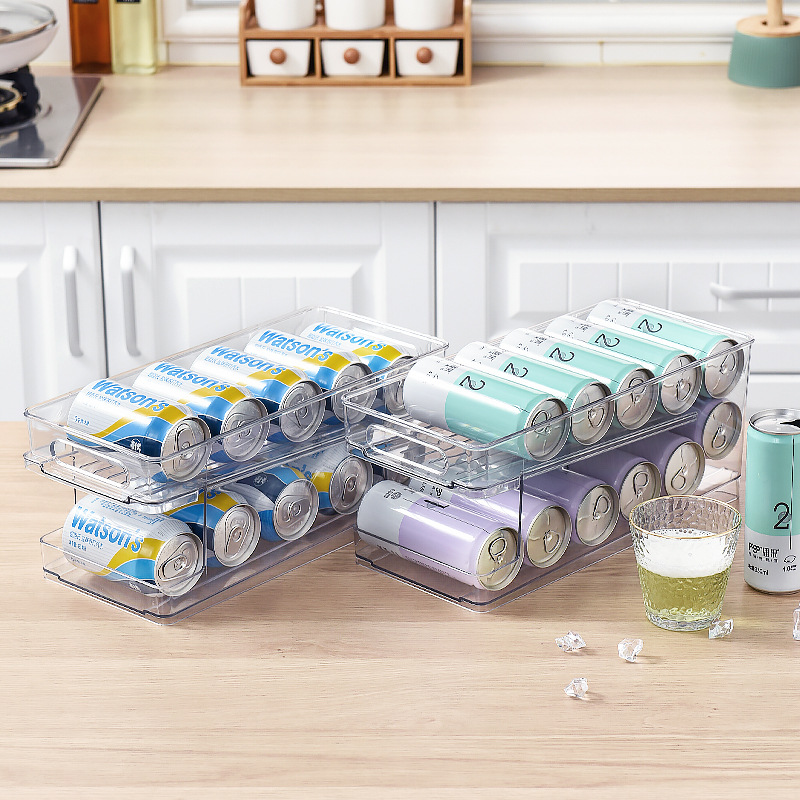transparent-double-layer-pet-beer-coke-fridge-storage-box-rolling-beverage-storage-rack-for-household-pull-tab-can-organizer transparent-double-layer-pet-beer-coke-fridge-storage-box-rolling-beverage-storage-rack-for-household-pull-tab-can-organizer