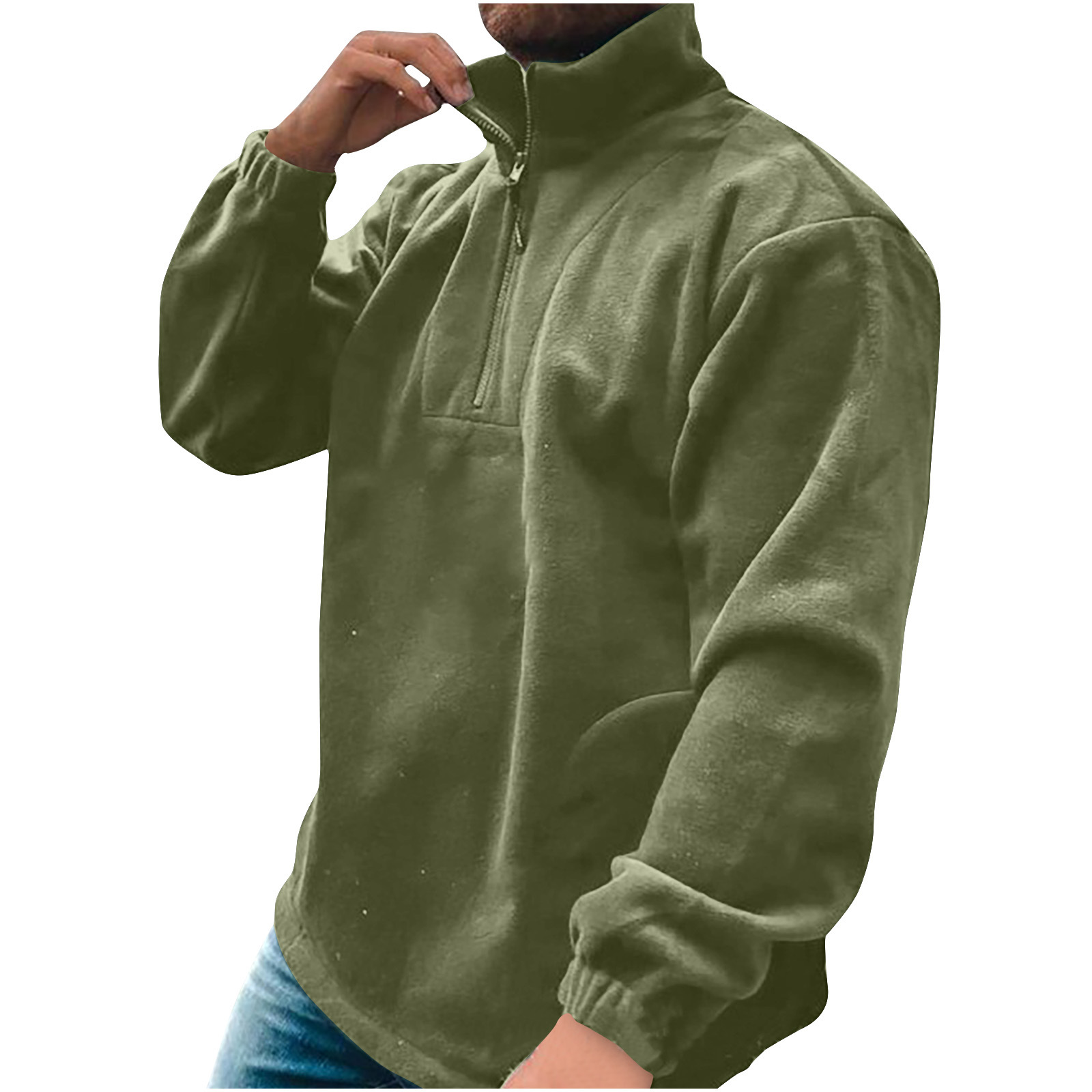 Cross-border Amazon sweater men's polar fleece turtleneck top 2023 autumn solid color zipper coat factory direct sales