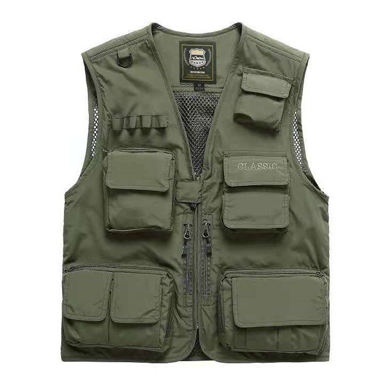 Men's Casual Vest Outdoor Multi-Pocket Photography Fishing Vest Waistcoat Large Size Vest Men's Casual Jacket 7898