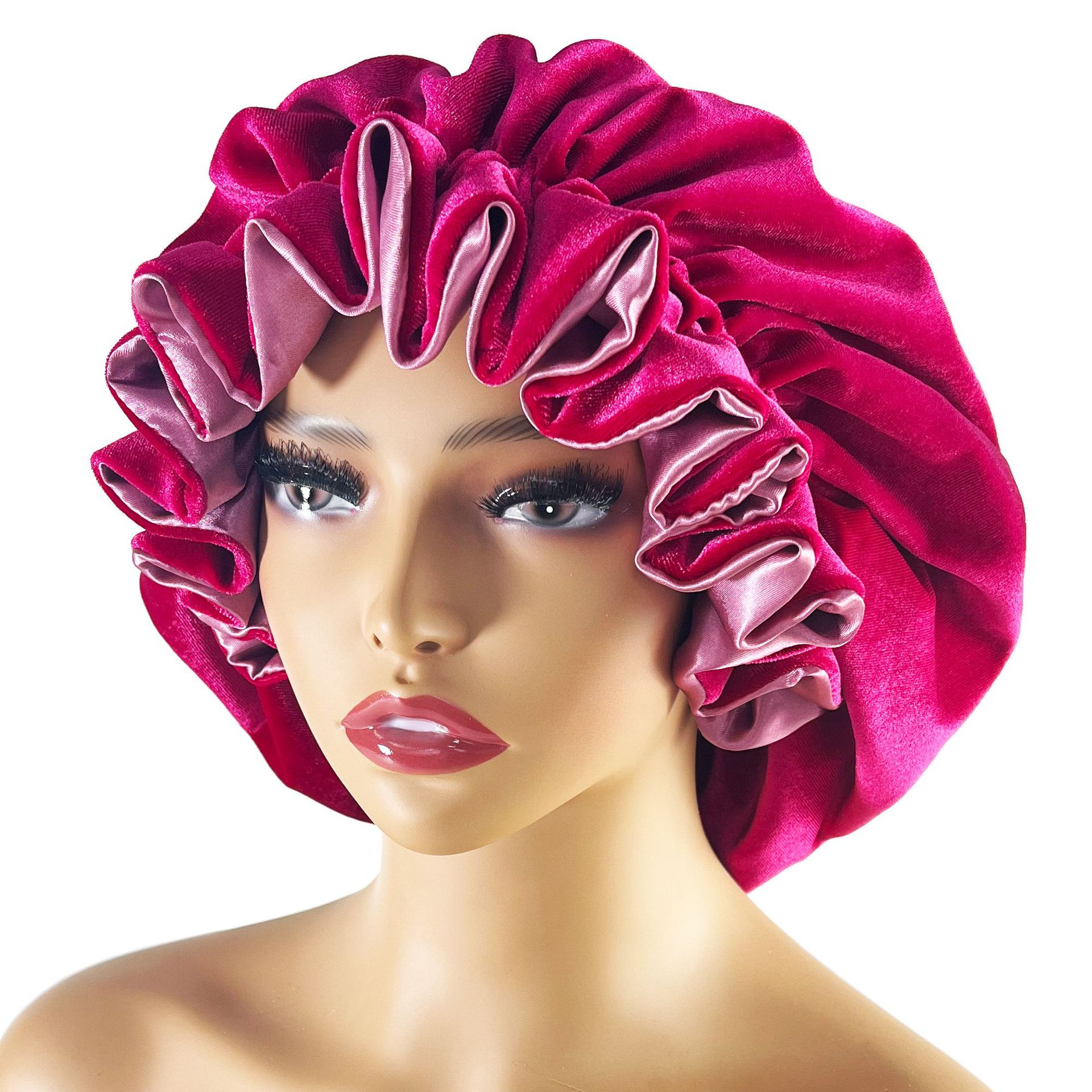 Winter new double nightcap velvet + satin oversized warm hat cross-border European and American supply factory now