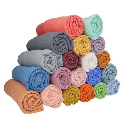 INS Amazon Hot Selling Bamboo Cotton Dyed Gauze Bath Towel muslin Baby Wrapping Towel Baby Blanket Plain Blanket