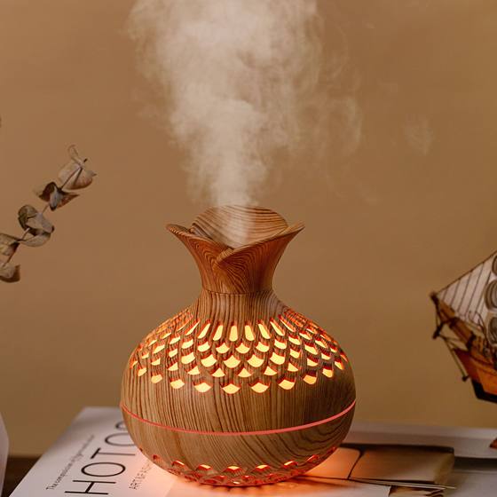 Cross-border Creative Wood Flower Humidifier USB Mini Mute Home Office Desktop Colorful Witch Air Aromatherapy Machine