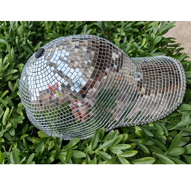 Amazon Mirror baseball cap Discoball Mirror Hat cap decorative disco party Hat