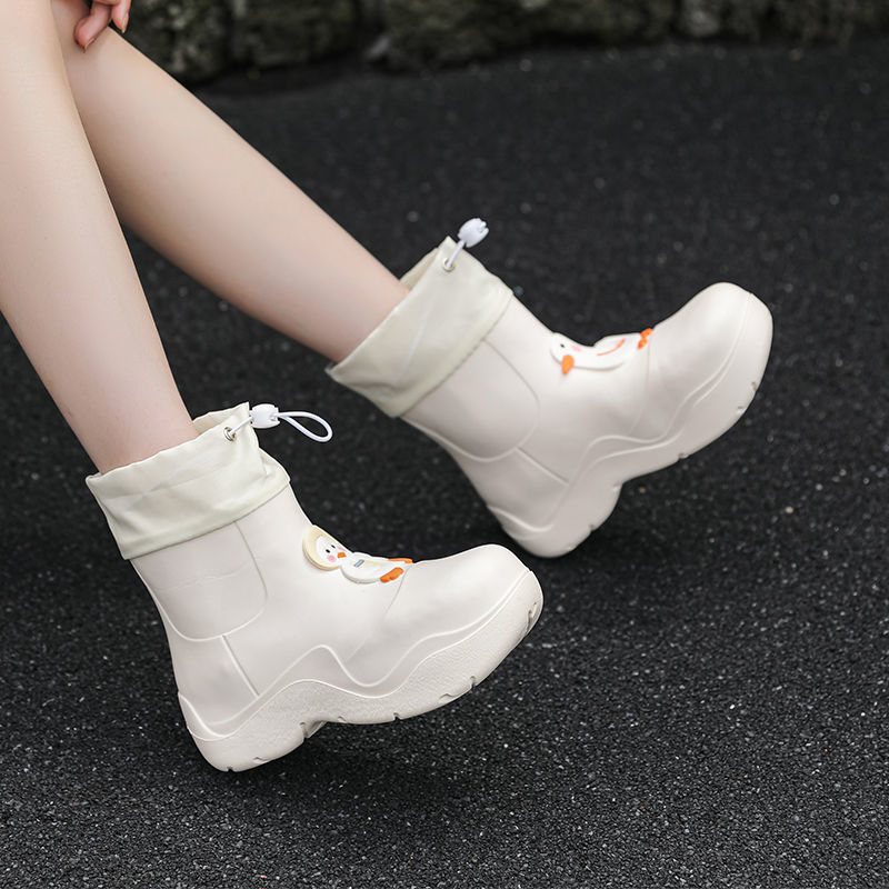 A generation of hair elastic rain boots Women's cute cartoon outside wear rain boots Japanese lightweight waterproof non-slip short tube water boots
