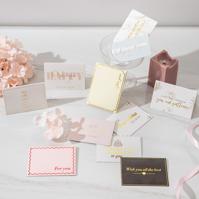 Mother's Day greeting cards ins style Valentine's Day flower shop creative bronzing small greeting cards folded in half greeting cards wholesale factory direct sales