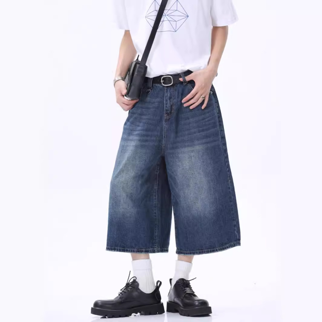 Men's denim shorts 2024 new cross-border high quality men's cropped pants trendy Denim shorts