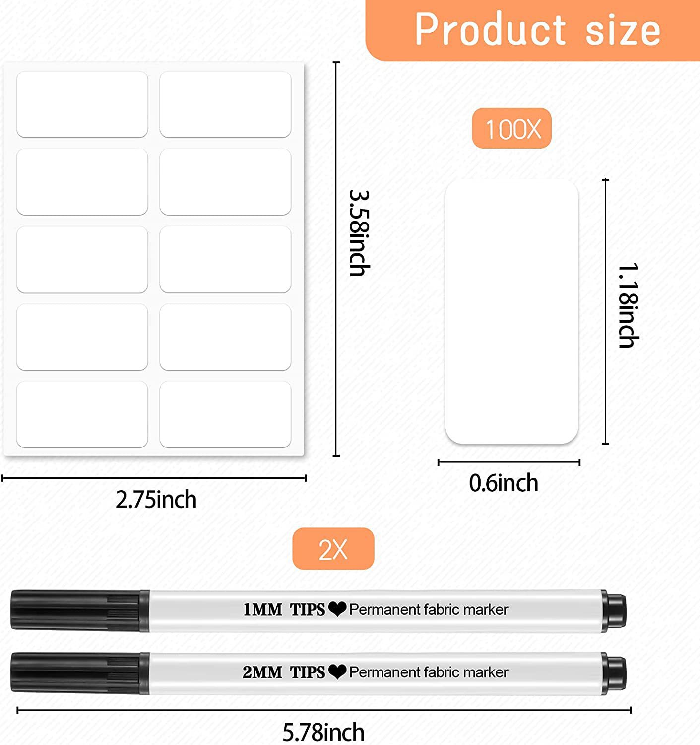 Amazon Hot Selling in stock Writable Washable Self-adhesive Name Label Self-adhesive Ironing Free Writing Blank Label