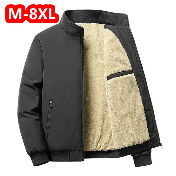 2023 new middle-aged winter fleece-lined thickened jacket plus size stand collar jacket casual men's clothing factory wholesale