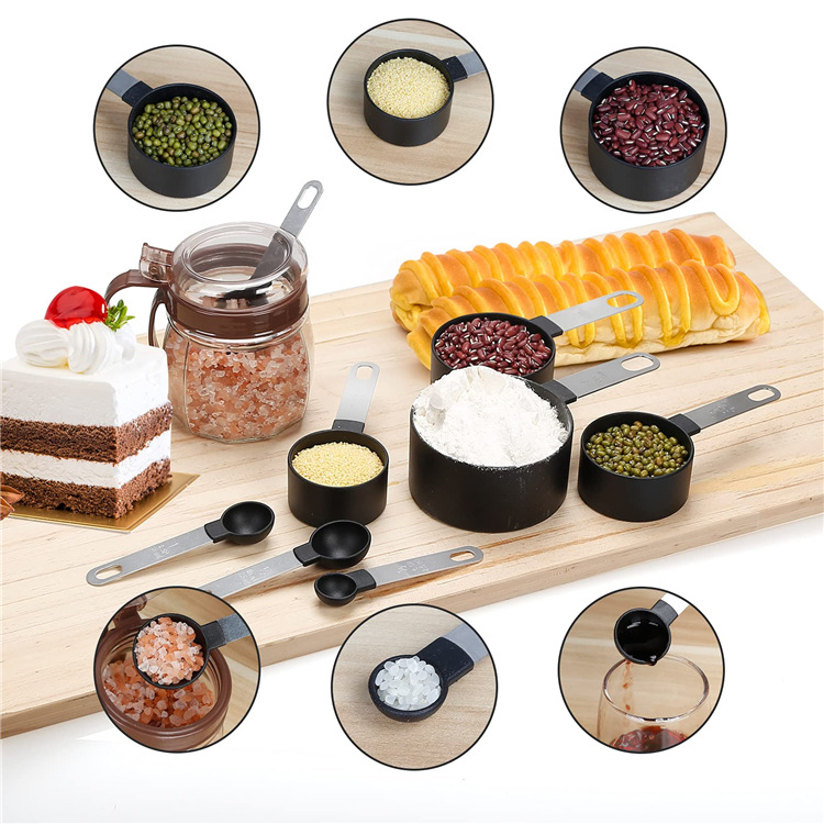 Stainless steel handle measuring cup measuring spoon 8-piece set measuring spoon with scale measuring spoon plastic measuring cup measuring spoon set