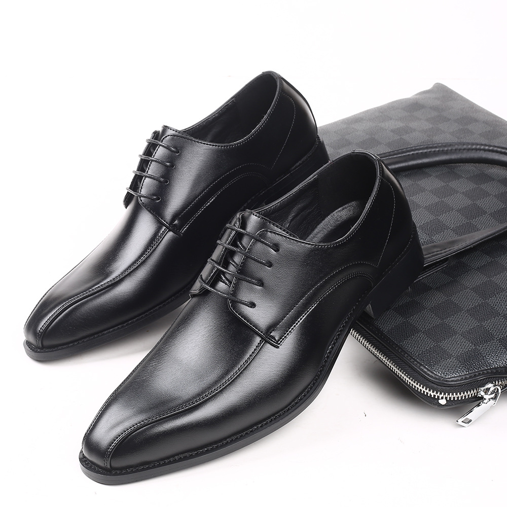 2024 New Fashion casual leather shoes Japanese fashion formal business men's shoes lace-up plus size pointed toe foreign trade shoes
