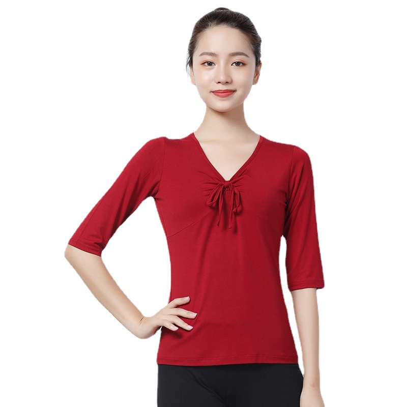 Dance Suit Top Modern Dance Art Test Suit Square Dance Practice Suit Adult Female Ballet Bow Dance Suit