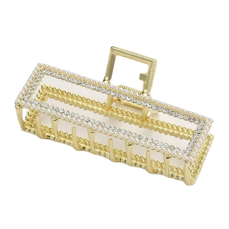 New style light luxury rhinestone Pearl gripper Diamond-embedded INS style fashion Korean clip gripper back head alloy gripper