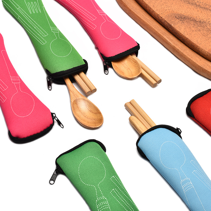Portable Tableware Storage Bag Stainless Steel Western-style Knife, Fork and Spoon Set Canvas Bag Printable LOGO Tableware Bag