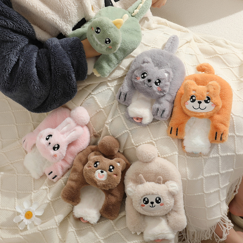 Autumn and Winter cartoon plush hot water bag student hand warmer removable and washable warm water bag thickened explosion-proof PVC warm baby