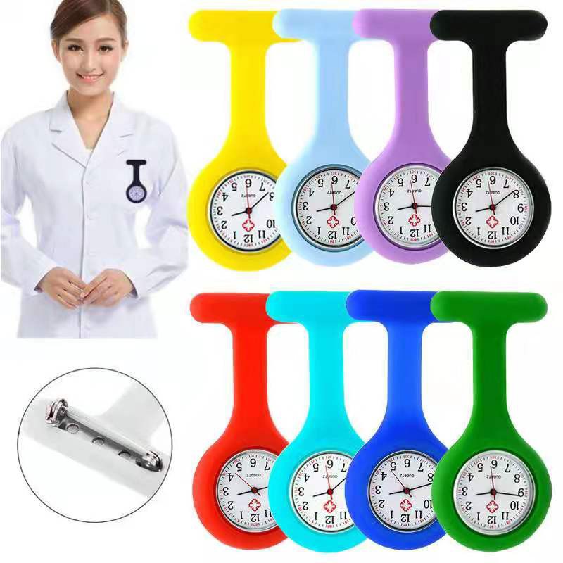 Foreign trade silicone nurse watch chest watch pin hanging watch student pocket watch can be fixed logo gift watch spot wholesale