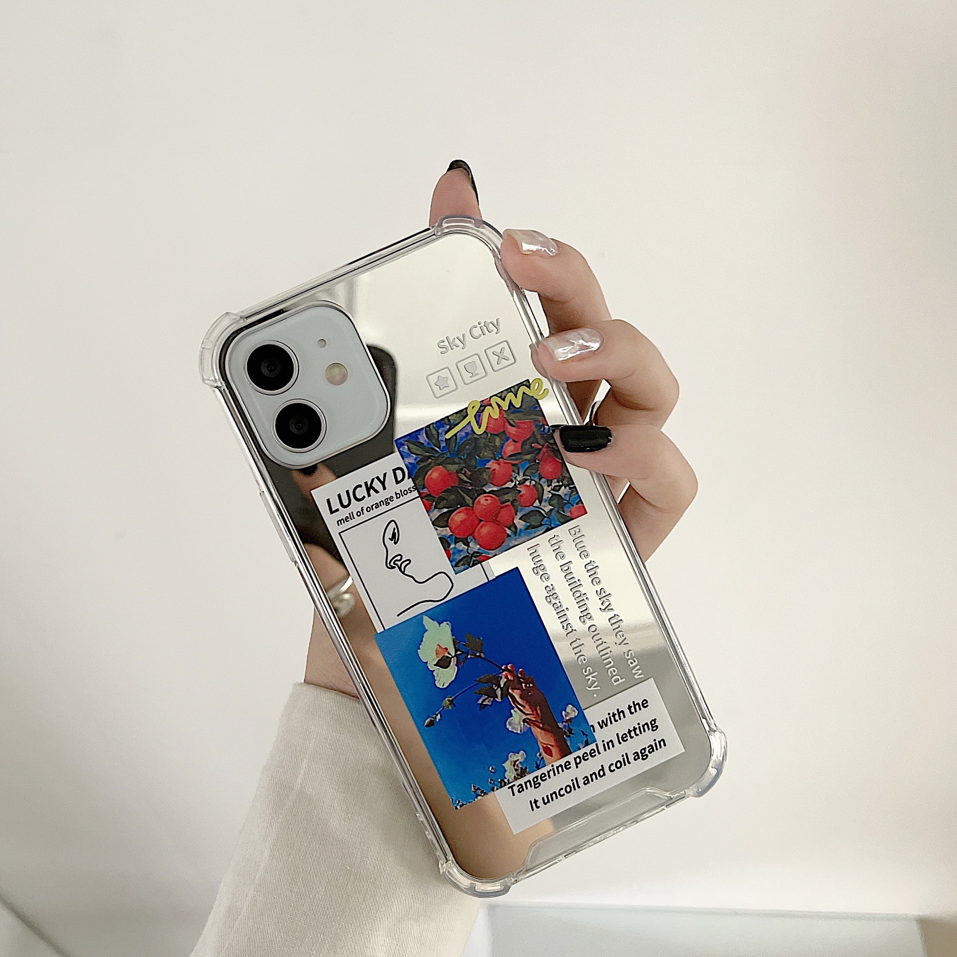 Orange 12 is suitable for iPhone 14 promax mobile phone case 11 Apple 15 mirror ins style Huawei p60 Xiaomi 14