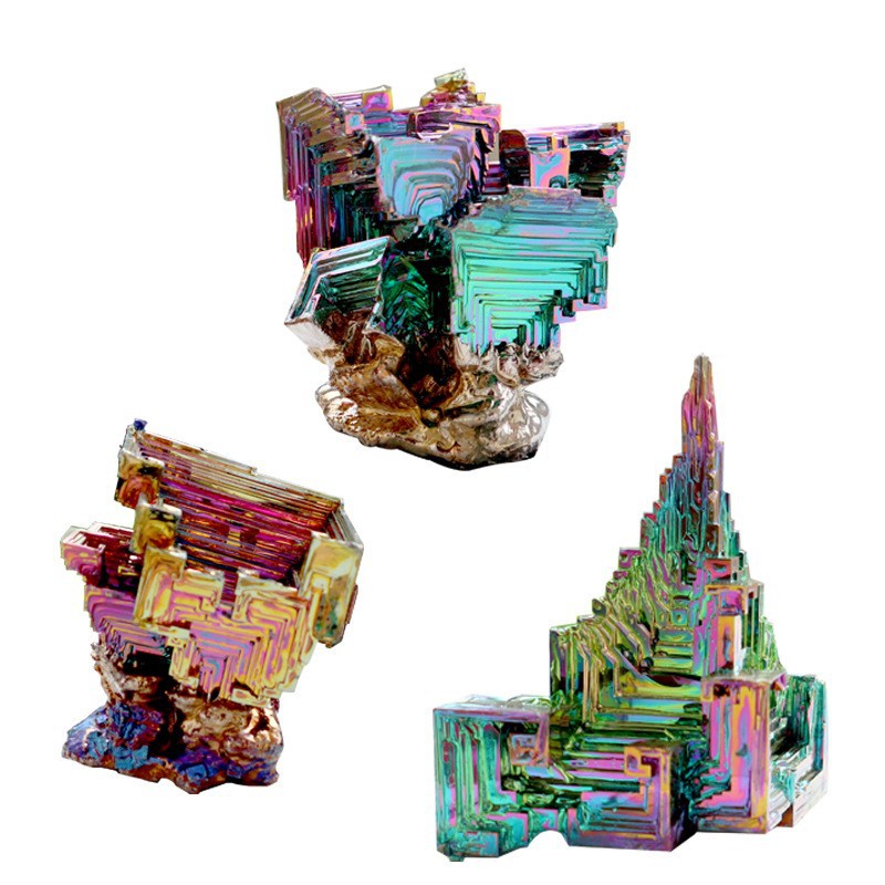 Natural bismuth ore raw stone bismuth crystal mineral chemical elements colorful ore decoration metal ore standard rare stone ornaments