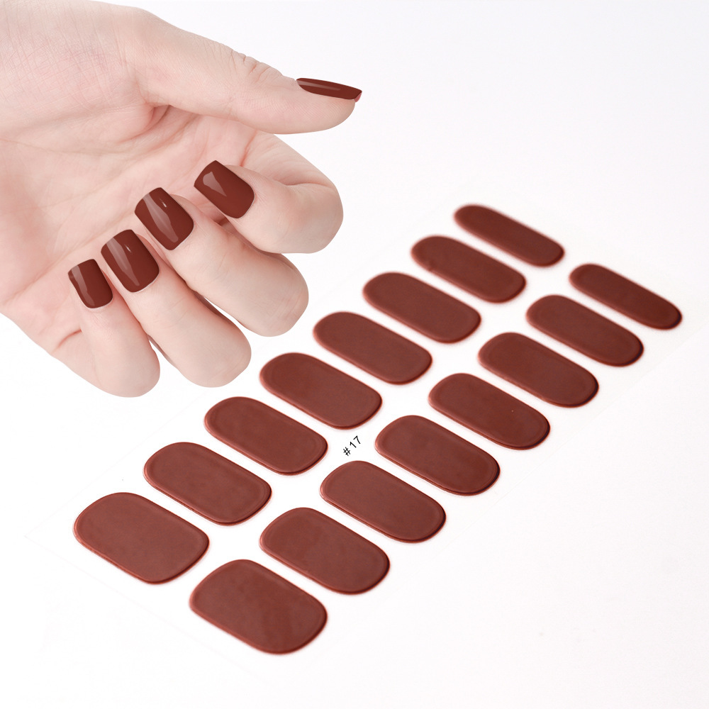 Cross-border solid color semi-cured gel nail stickers UV light long-lasting waterproof gel nail stickers wholesale