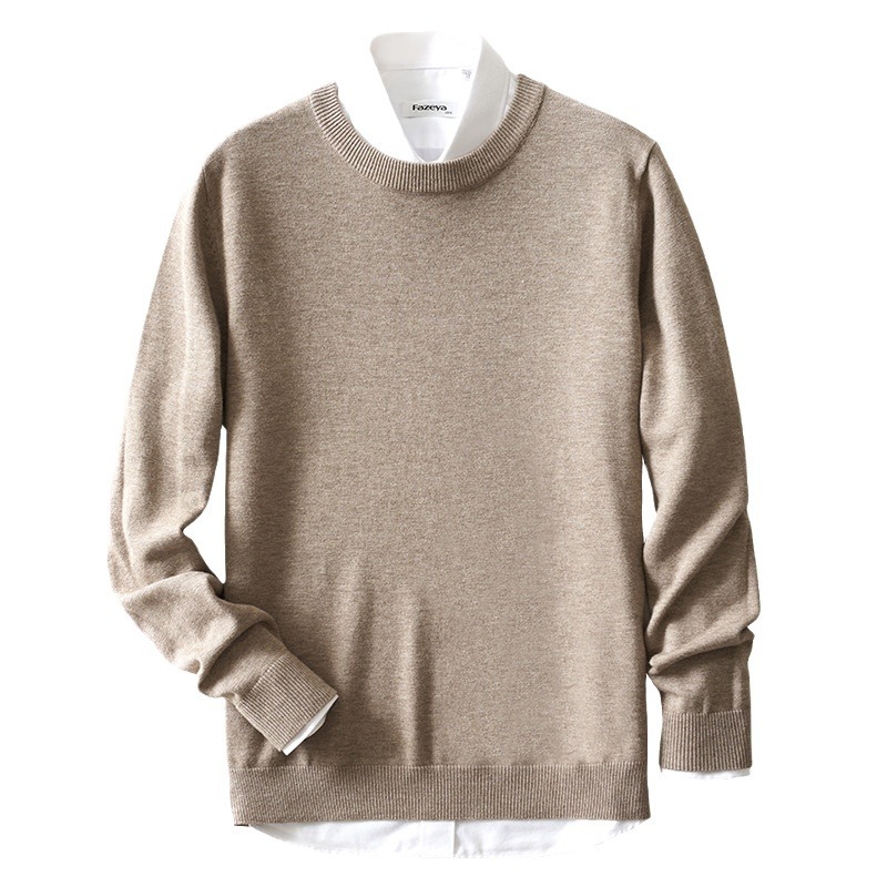 Autumn and Winter Clothing Men's Crewneck Sweater Pullover V-Neck Loose plus size Long-Sleeved Knitted Base Shirt Thickened Inner Top