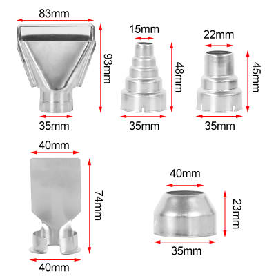 5 pces/set of hot air gun accessories hot air gun combination shovel nozzle thickened flat nozzle 5 Section 3 Section air nozzle