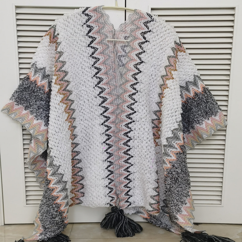 Autumn and winter thickened ethnic style Tibet Yunnan tourism knitted color tassel cardigan women's hair shawl