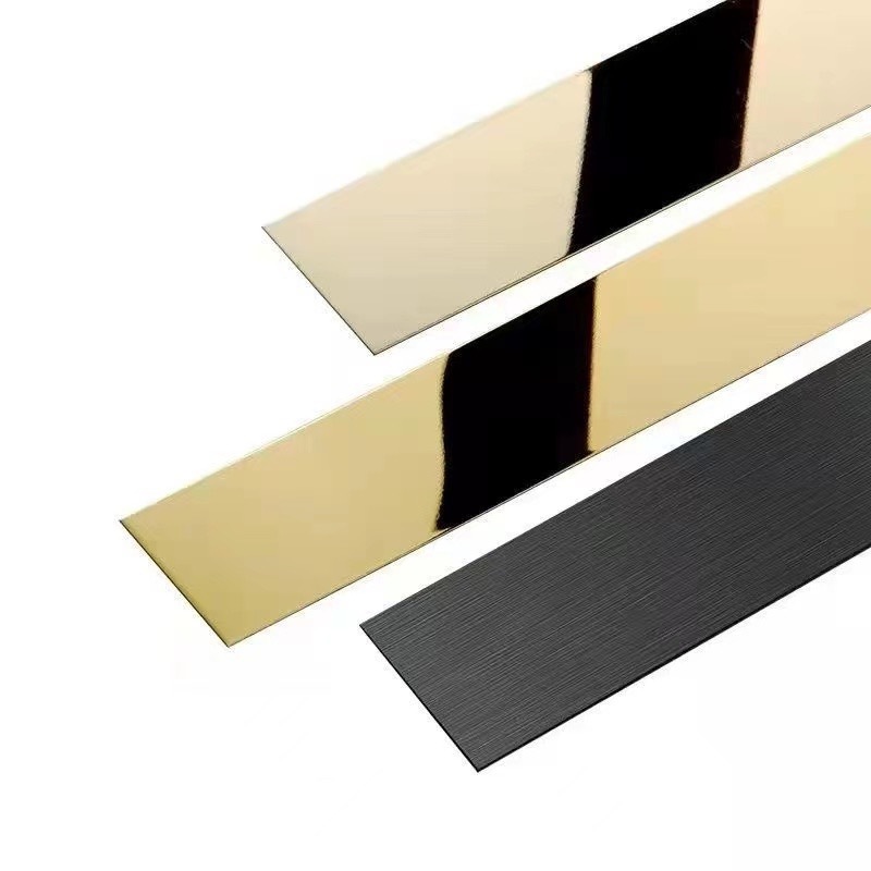 Black Titanium Stainless Steel Plane Decorative Strip Background Wall Border Edge Ceiling Metal Mirror Self-adhesive Line