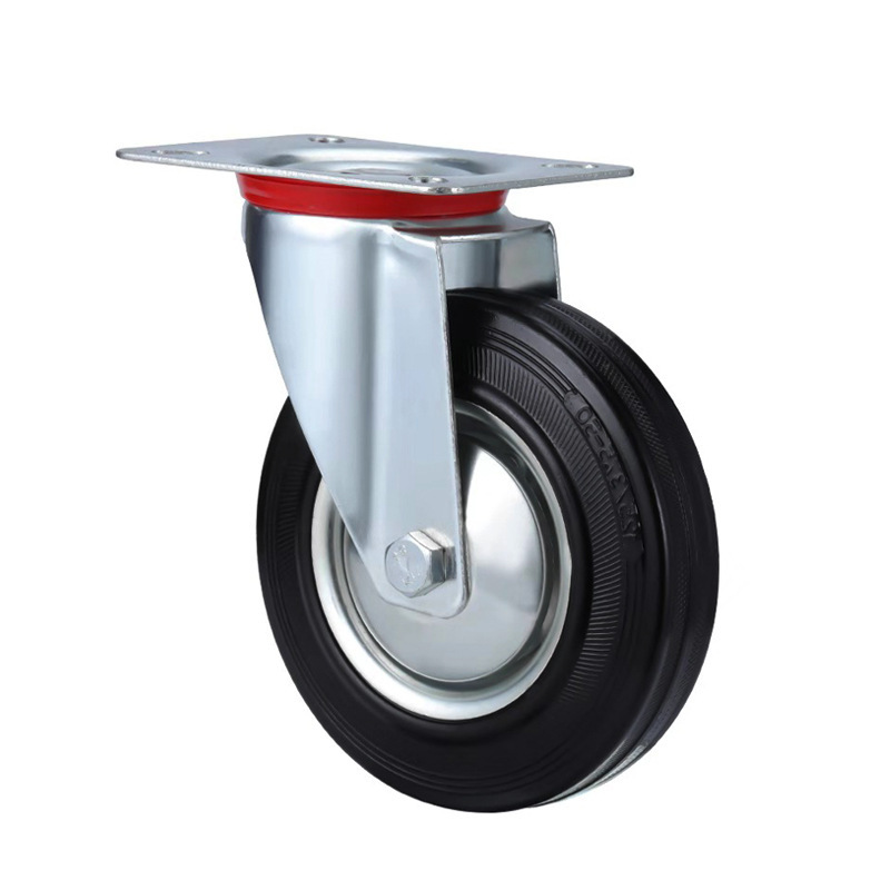 3-inch 4-inch 5-inch 6-inch black industrial rubber caster trolley shopping cart garbage truck mute universal wheel caster