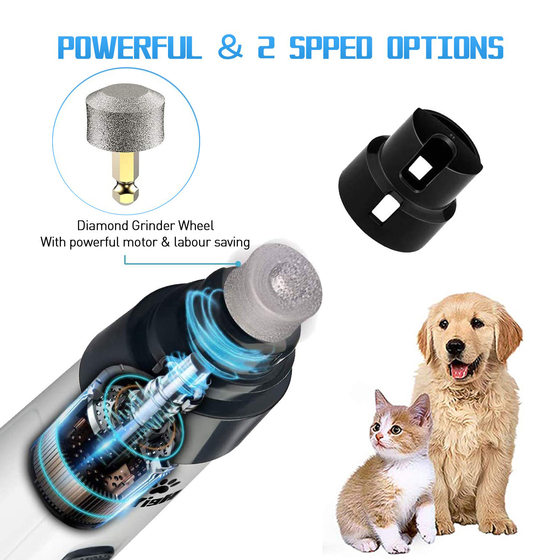 2-gear 3-port pet nail grinder USB charging and inserting dual-purpose low-noise cat and dog electric trimming nail clippers cross-border manufacturers