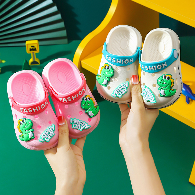 Children's hole shoes baby cartoon boys dinosaur Girls cute non-slip toe shoes soft bottom sandals summer wholesale