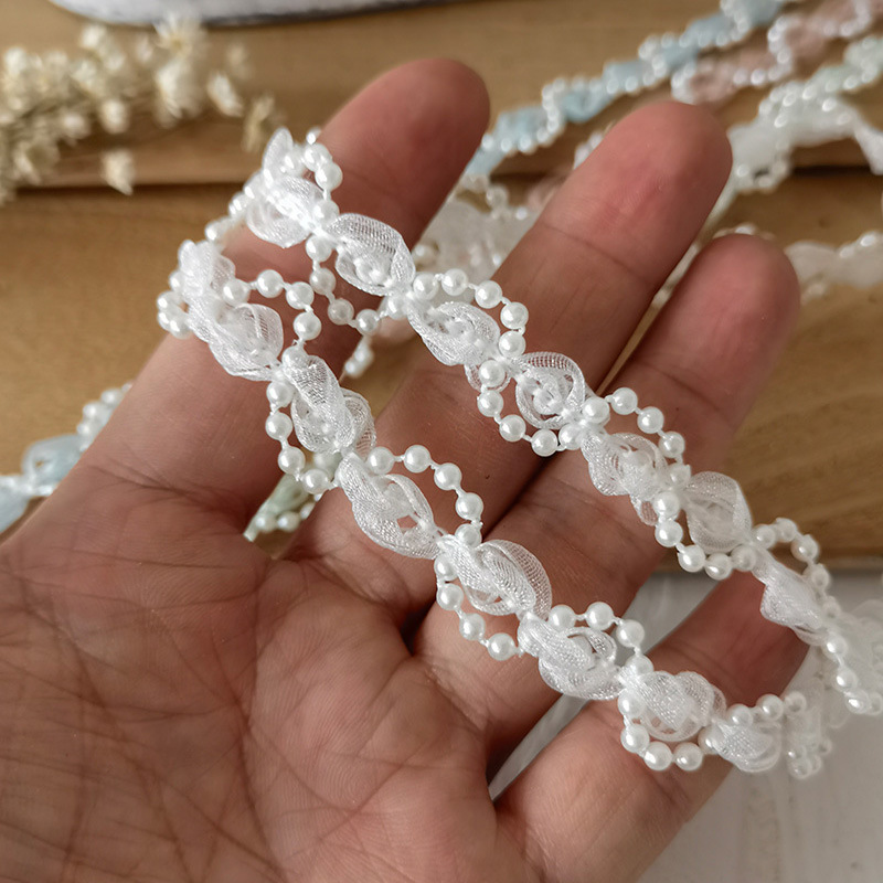 Rose Yarn Woven Pearl Rim Lace Accessories Clothing Fabric Pillow Decorative Doll Curtain Decorative Lace