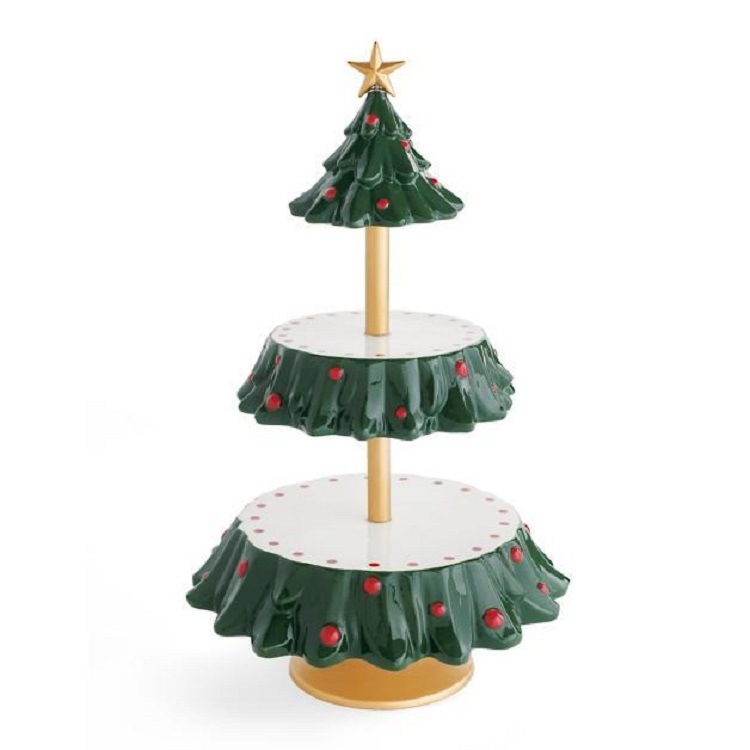越境新品クリスマス雪だるま果物皿棚サンタクローストレークリスマス三段おやつ棚プレゼント|undefined