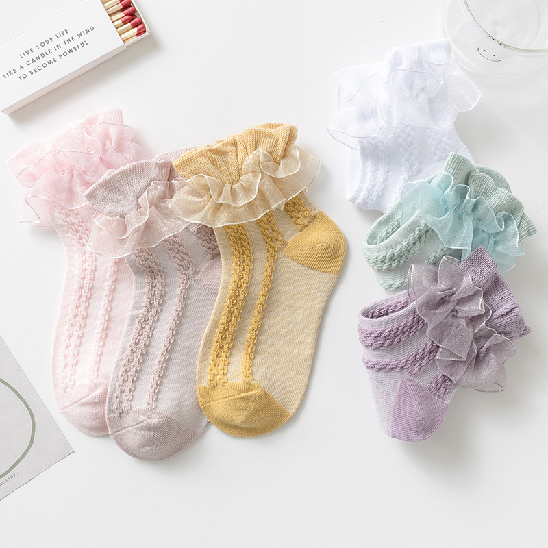 Girls Socks Double Lace Lace Socks Spring and Autumn Summer Little Girls Princess Dance Baby Socks Cotton Children Socks