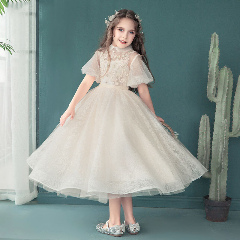 Children's wedding dress, little girl birthday princess dress, ballgown flower child piano performance suit, host evening dress
