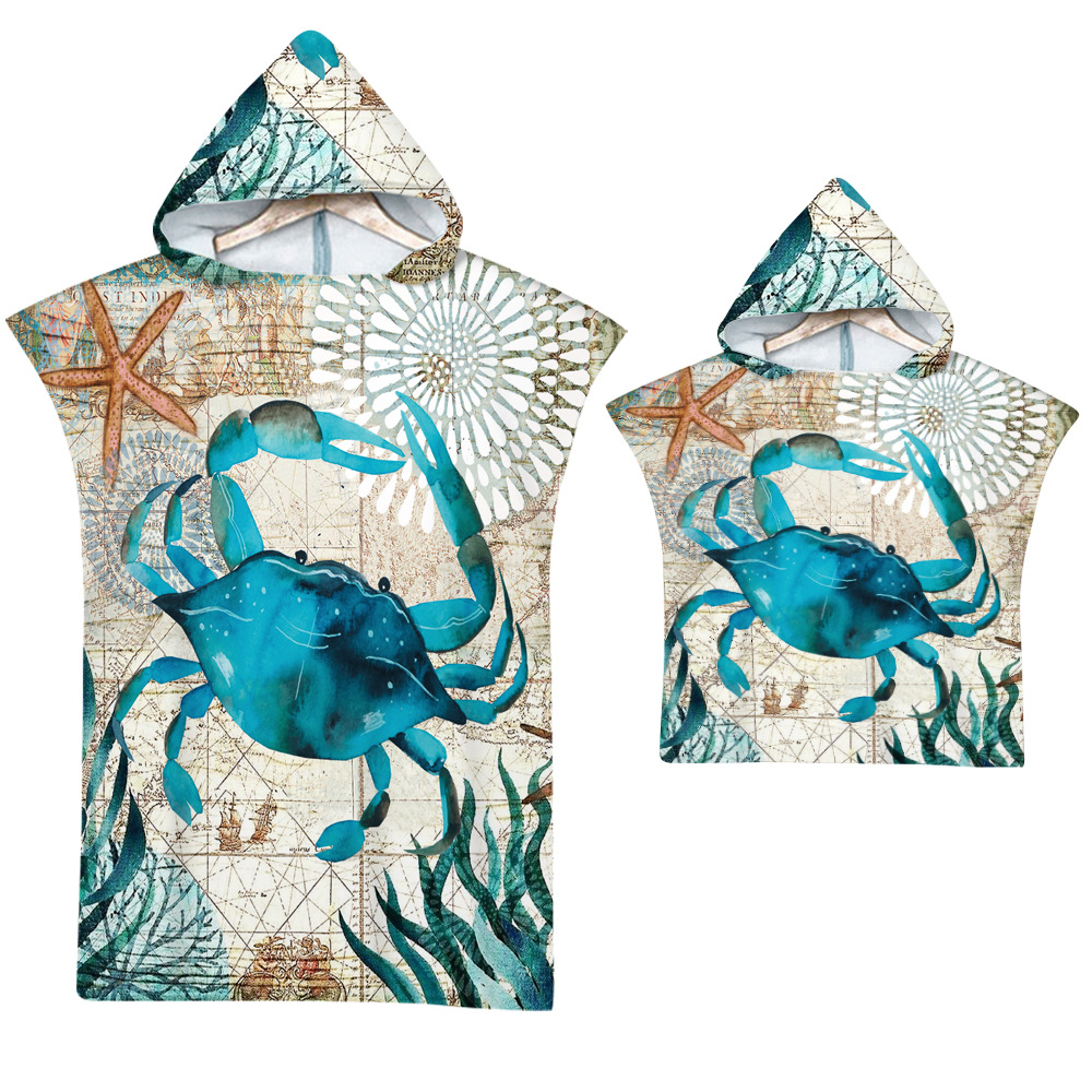 Ocean hooded bath towel beach towel cape beach dressing bathrobe printed hooded bath towel a minimum order