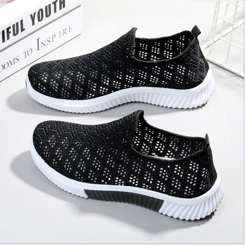 Mesh Shoes Women's 2021 New Cross-border Fly-woven Sneakers Soft-soled Shoes Summer Breathable Mesh Shoes Amazon Daifa