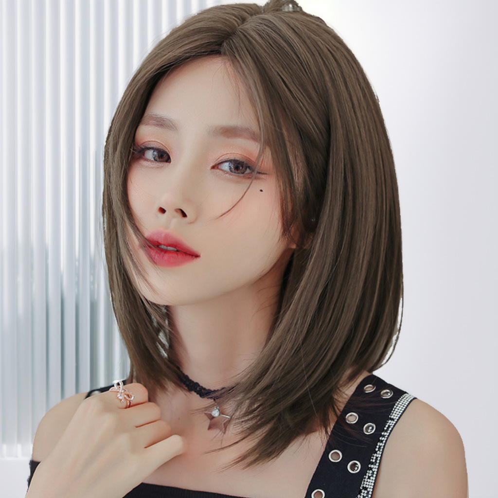 姬如雪假髮女中長發修臉短直發廠家批發假髮中分直發鎖骨發假髮套