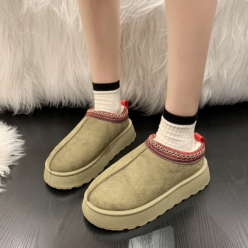 Snow boots 24 autumn and winter new foreign trade 43 yards fleece-lined warm thick-soled slippers platform bottom heel-less cotton shoes cotton boots